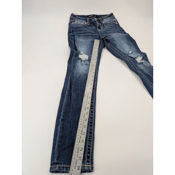 Miss Me Denim - Miss Me Jeans Women’s Size 25 Heaven Distressed Straight Leg‎ Denim